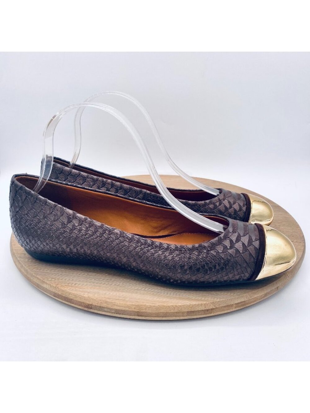 Geox Shoes Womens 8.5 Brown Leather Comfort Lola Ballet Flats Cap Toe Preppy